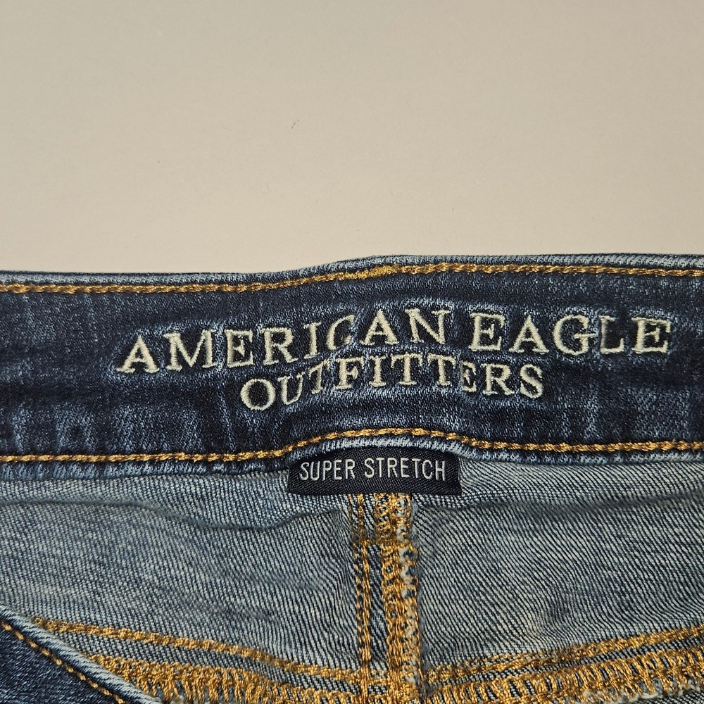 American Eagle Kick Bootcut Jeans Women 2 Short Dark Wash Super Stretch - Picture 11 of 16